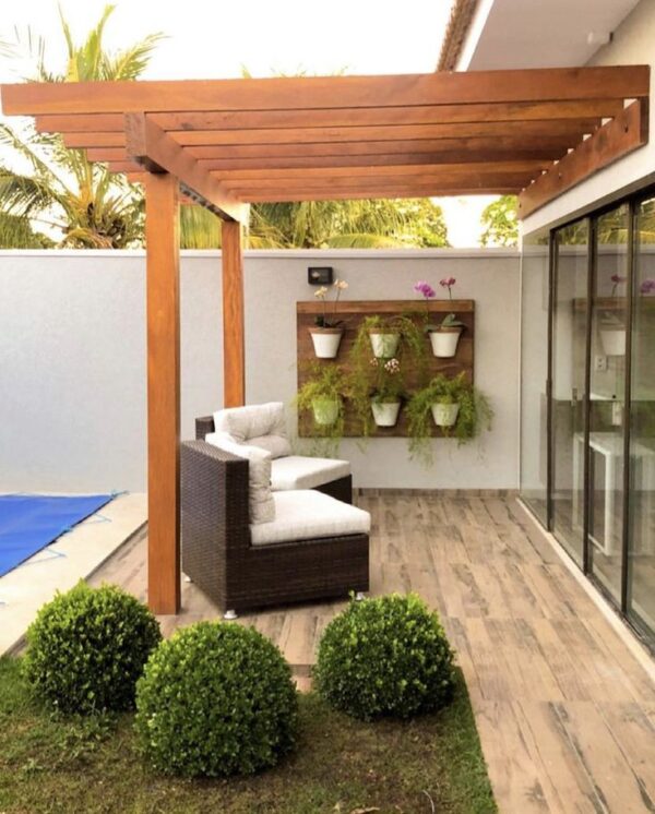 Balcony-Attached Wood Pergola