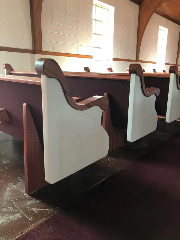 Wooden Church Pew With Comfortable Upholstered Seating - Image 2