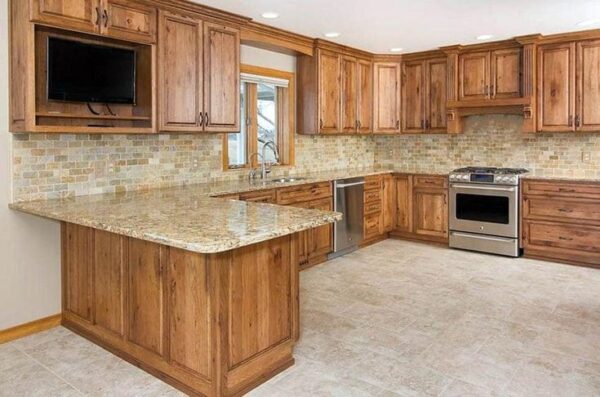 Rustic Kitchen Cabinet with Marble Top