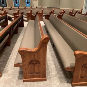 Stylish Pew with Original Leather Upholstery