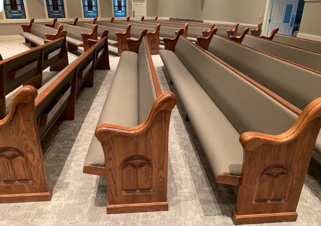 Stylish Pew with Original Leather Upholstery